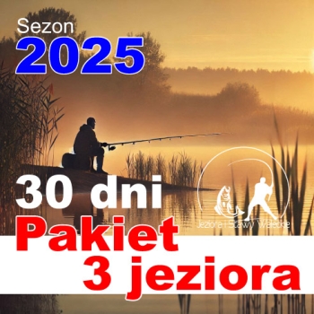 Pakiet 3 zezwoleń (połów z brzegu) na jedną osobę, różne jeziora w jednym terminie (Zezwolenie 30 dni) '2025