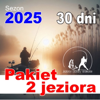 Pakiet 2 zezwoleń (połów z łodzi i z brzegu) na jedną osobę, różne jeziora w jednym terminie (Zezwolenie na 30 dni) '2025